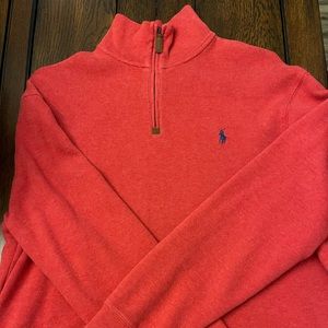 Polo red half zip long sleeve cotton sweater